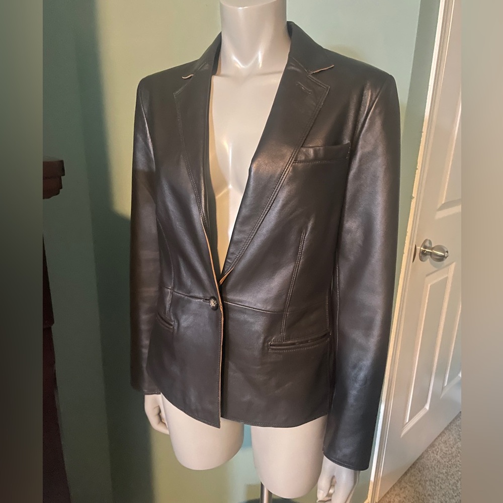 100% Leather Jones New York Brown Blazer with flaw